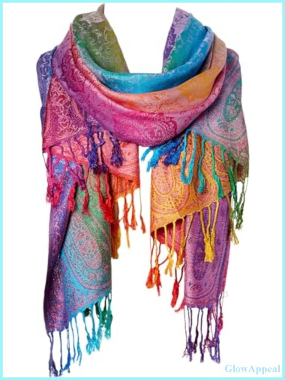 Cotton Blend Jacquard Fringed Scarf Shawl Travel Wrap Lightweight
